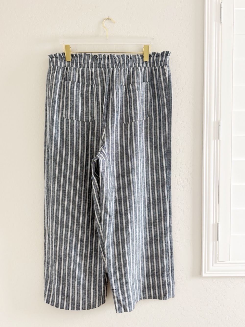 Knox Rose Linen Blend Striped Wide Leg Paper-bag Boho Belted Pants Size XXL - Picture 4 of 7